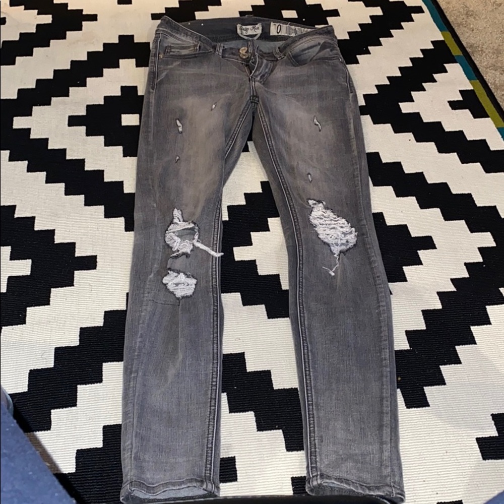 Grey Denim Ripped Jeans